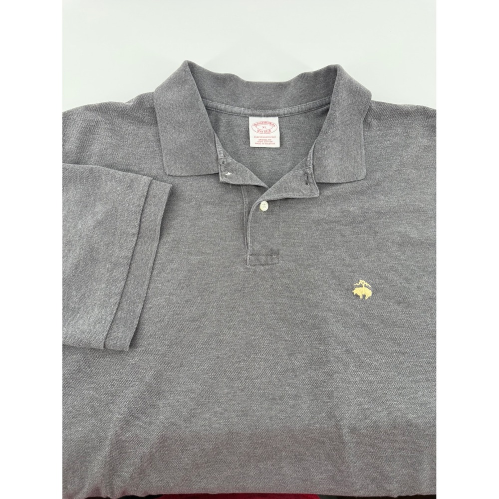 Brooks Brothers Performance Polo Shirt Mens XL Gray Original Fit Cotton Pique